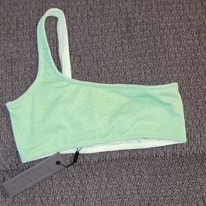 triangl lime green sparkle bathing suit top